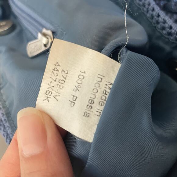 The Sak Original Hobo Blue Crochet Knit Shoulder Bag Purse Zip Boho - Picture 9 of 9